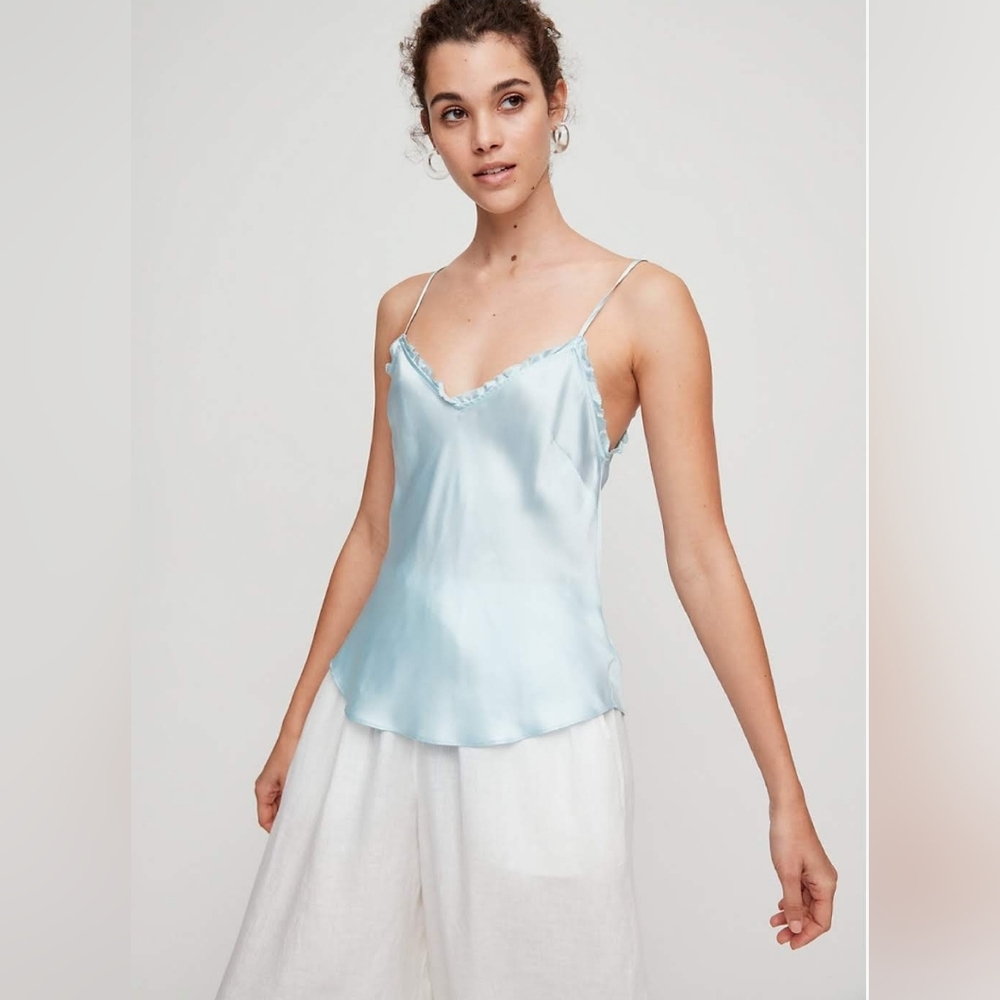 Aritzia Wilfred Wera Silk Camisole in Mint Blue size 2xs